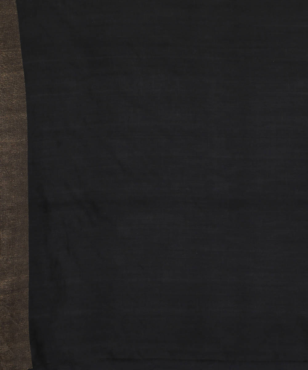 Yellow and black handwoven tussar silk saree