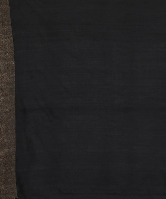 Yellow and black handwoven tussar silk saree