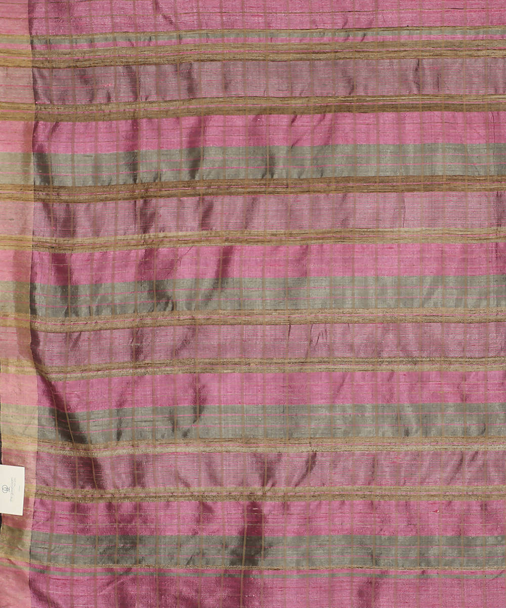 Rose pink handwoven tussar silk saree