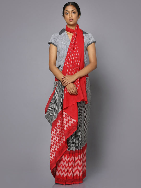 Multi motif ikat cotton saree