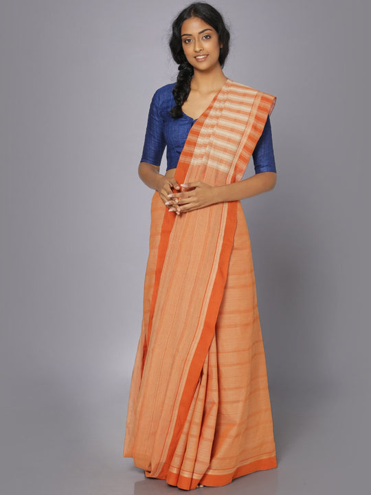 Orange mangalgiri cotton saree