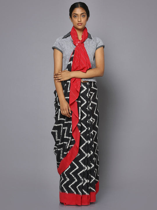 Zig zag double ikat cotton saree