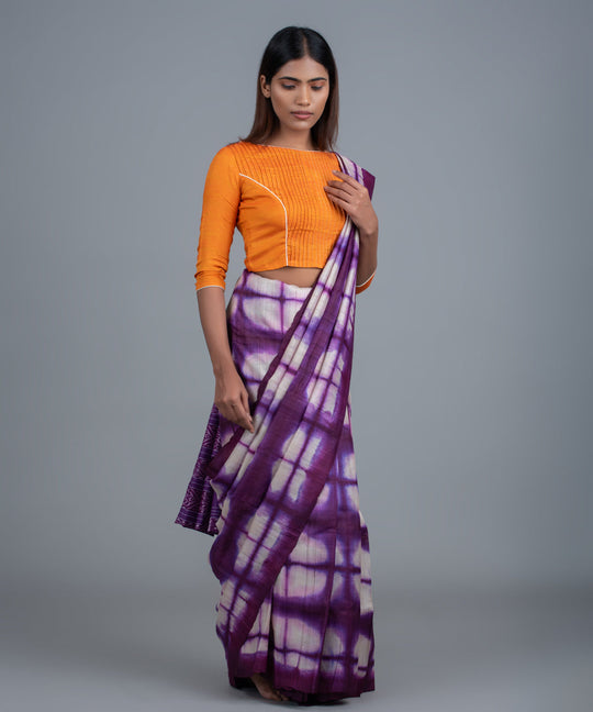 Indigo handspun shibori ikat gopalpur tussar silk saree