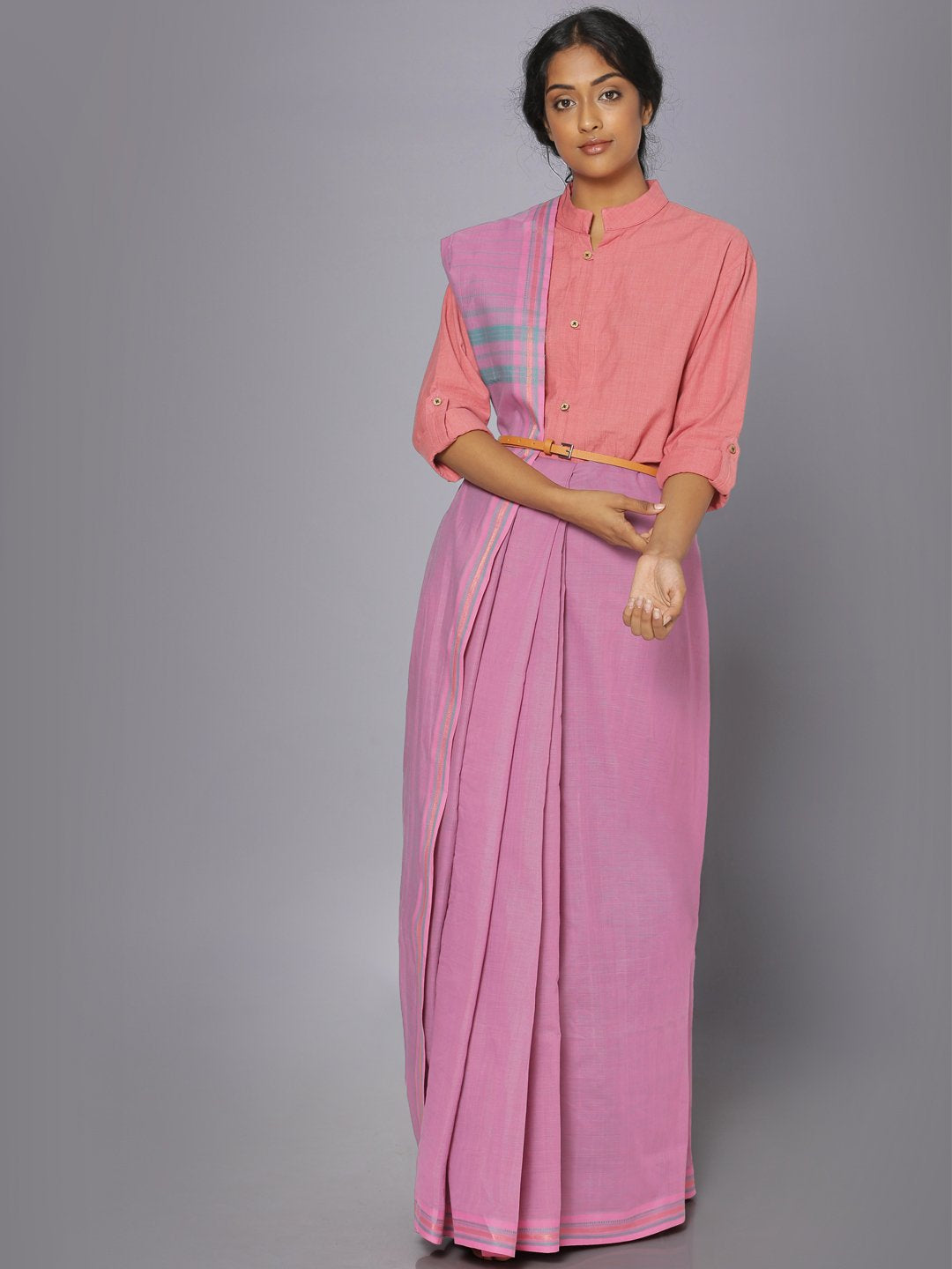 Taffy pink mangalgiri cotton saree