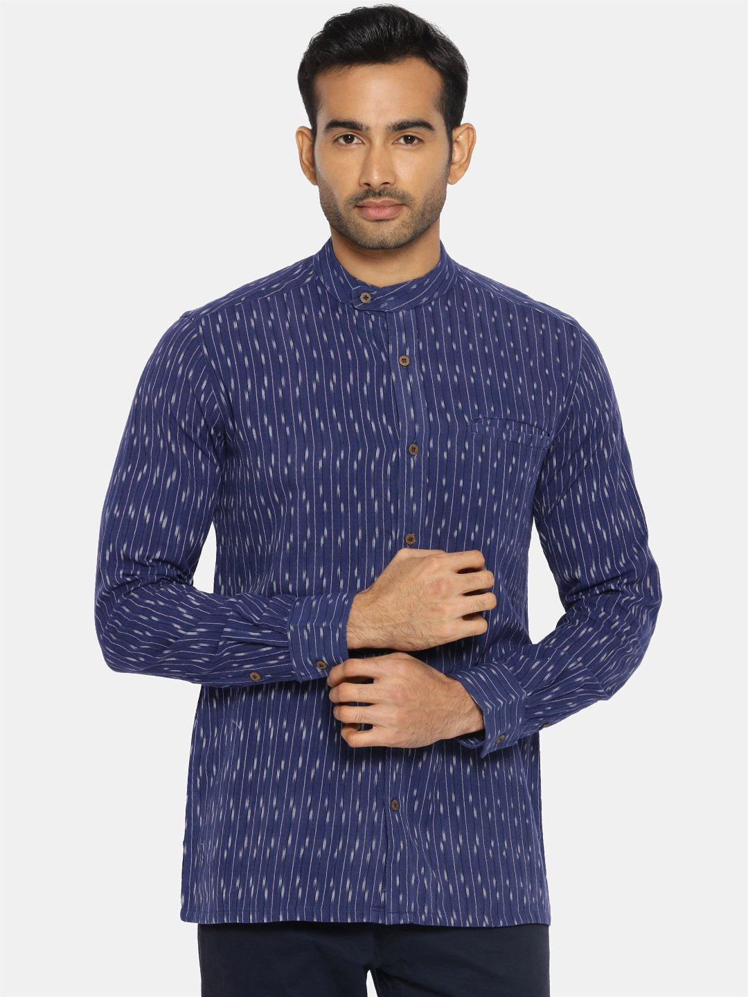 Navy blue extended collared shirt