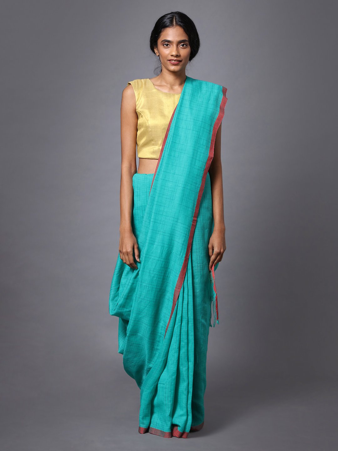 Sea blue handloom bengal soft cotton saree