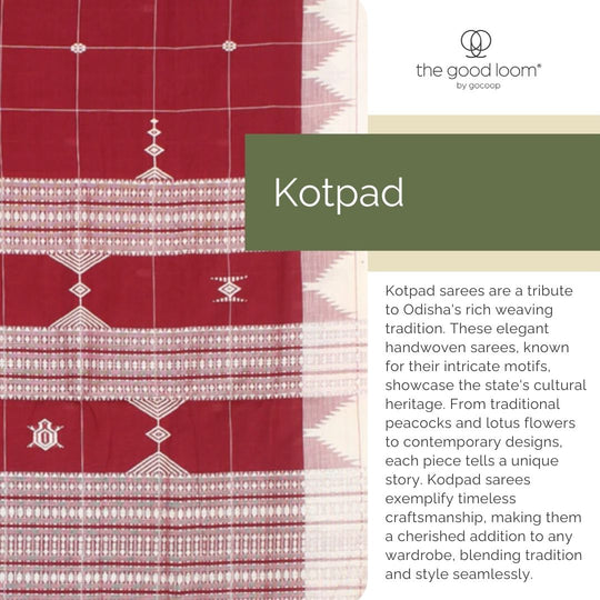 Yellow handwoven cotton kotpad saree