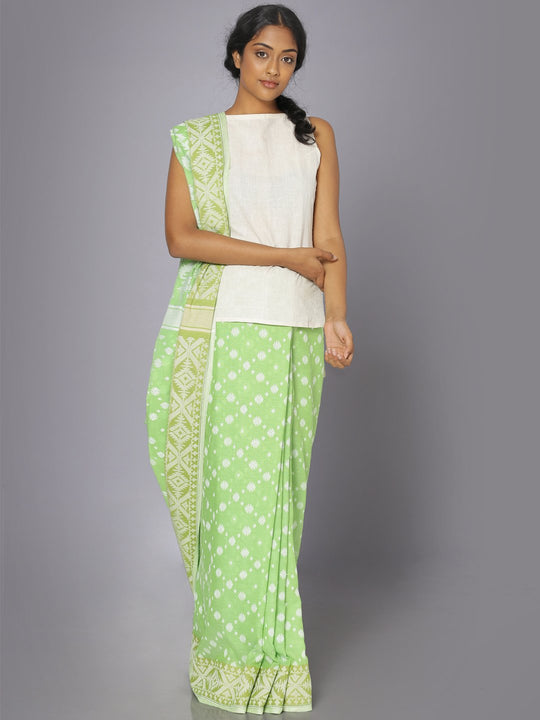 Green jamdani soft cotton saree
