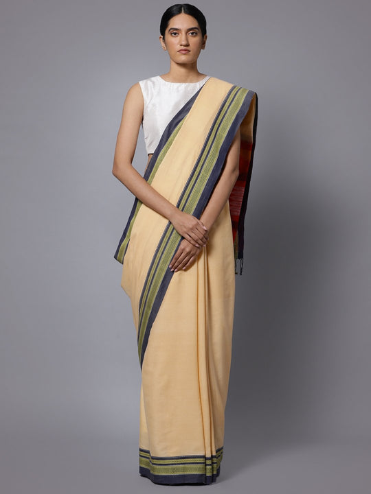 Cream ilkal handloom cotton saree