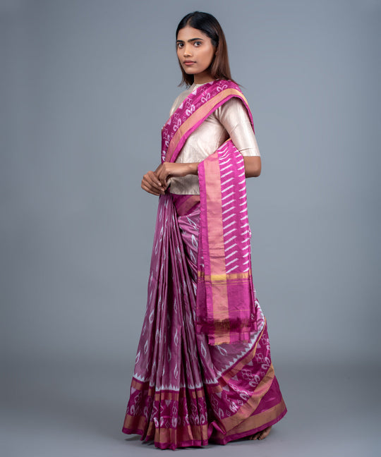 Pink handwoven pochampally ikat saree