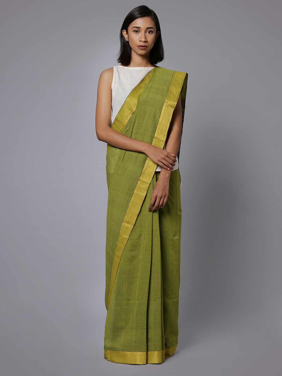 Green mangalagiri handloom cotton saree