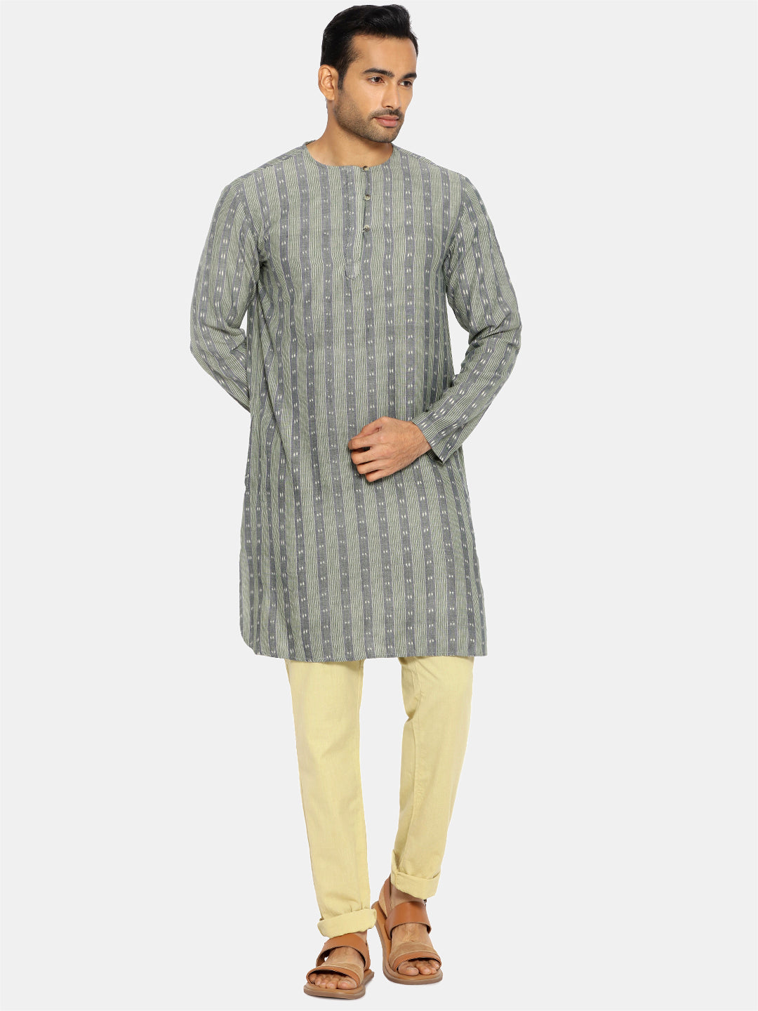 Seaweed green ikat kurta