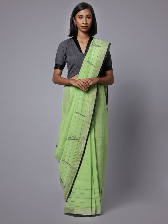 Light green linen handloom saree