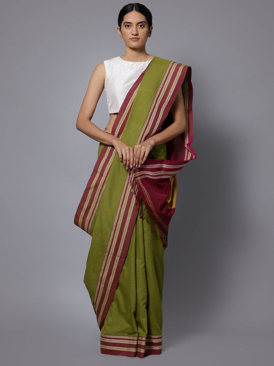 Olive ilkal handloom cotton saree