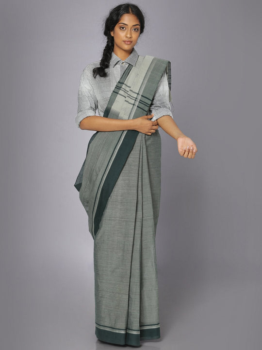 Grey mangalgiri cotton saree