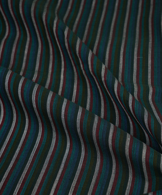 2.5m Multicolour handwoven stripe cotton mangalagiri kurta material