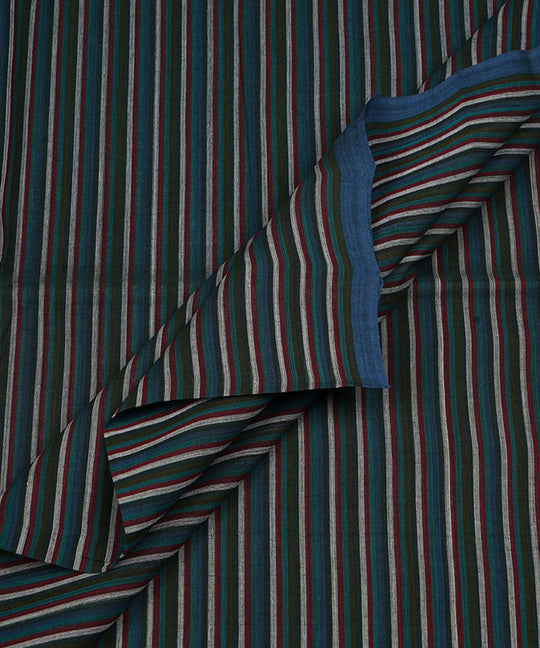 2.5m Multicolour handwoven stripe cotton mangalagiri kurta material