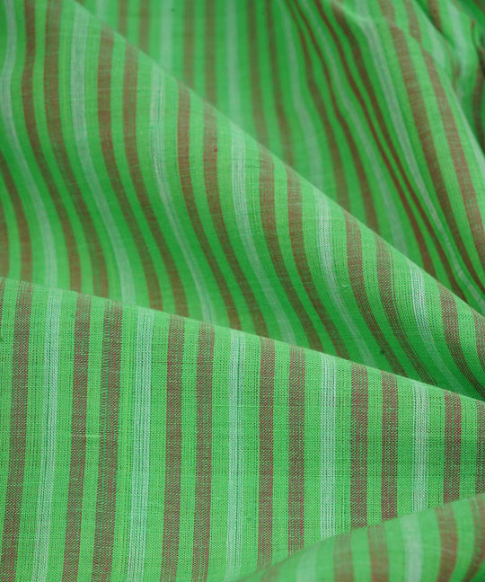 2.5m Green handwoven stripe cotton mangalagiri kurta material