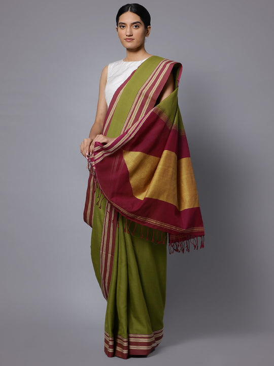 Olive ilkal handloom cotton saree