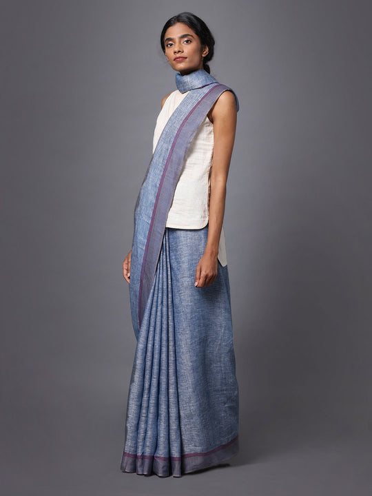 Light grey handloom linen saree