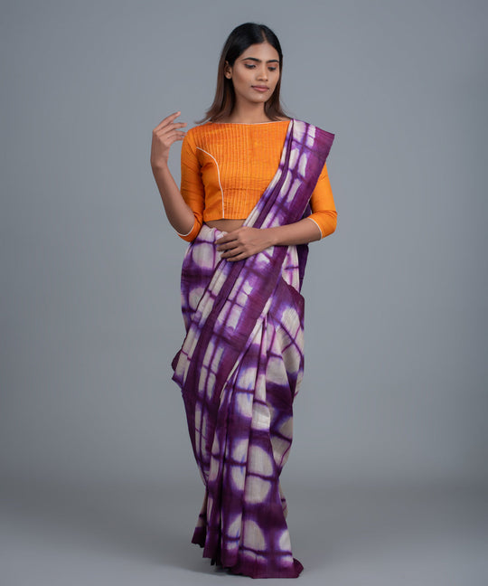 Indigo handspun shibori ikat gopalpur tussar silk saree