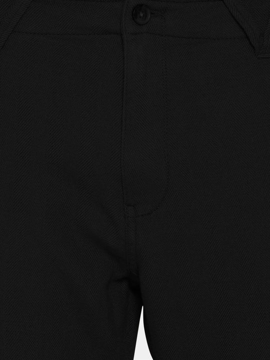 Jet black herringbone pant
