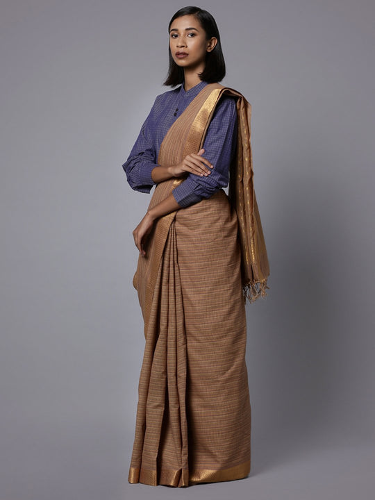 Brown mangalagiri handloom cotton saree