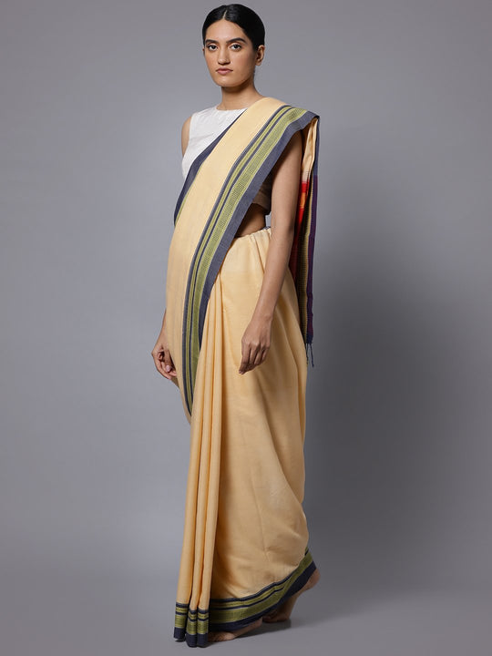 Cream ilkal handloom cotton saree