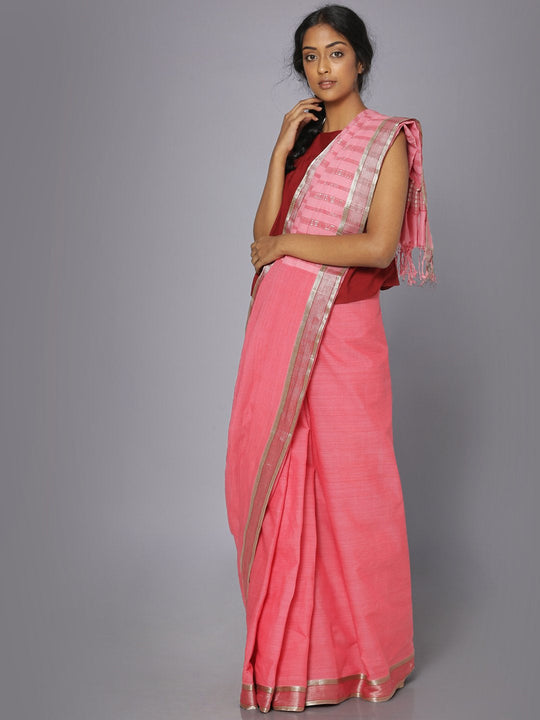 Pink mangalgiri cotton saree