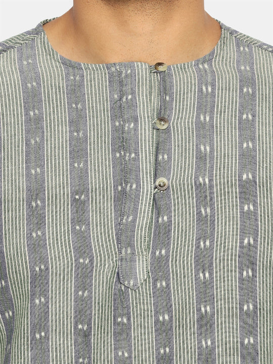 Seaweed green ikat kurta