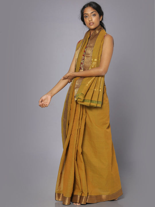 Brown mangalgiri cotton saree