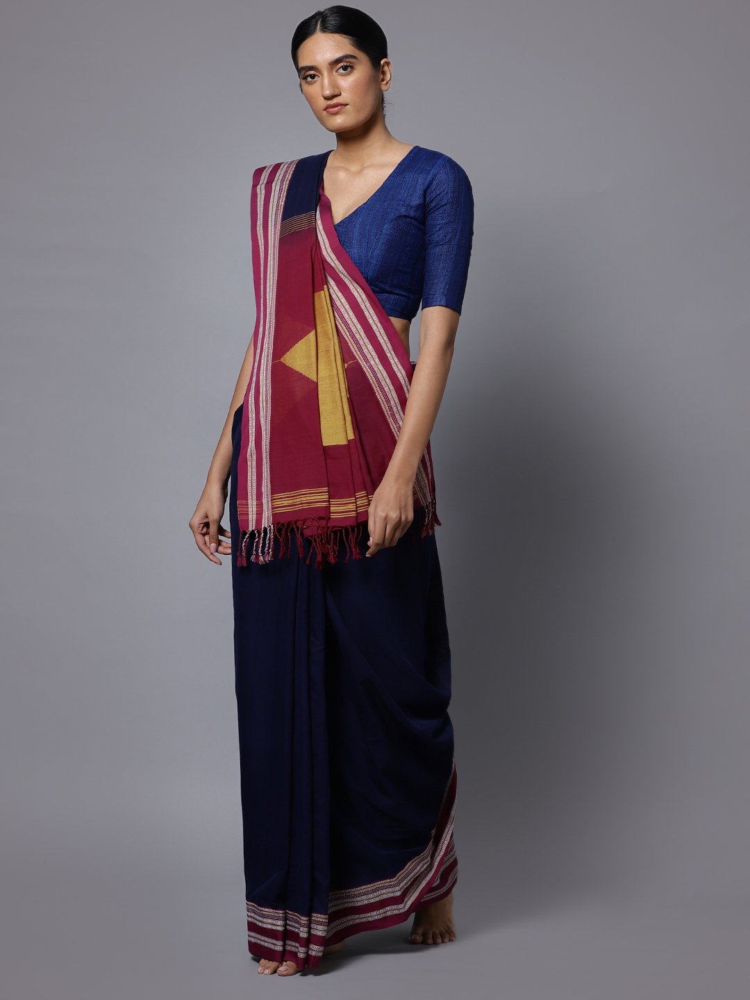Navy ilkal handloom cotton saree