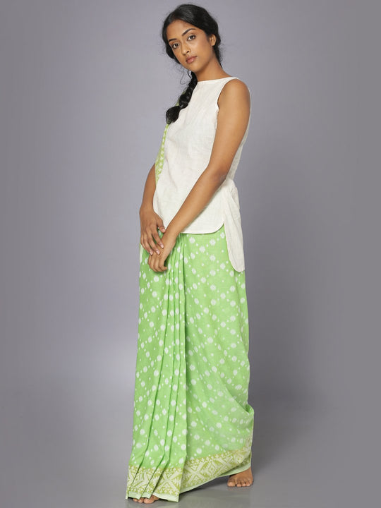 Green jamdani soft cotton saree