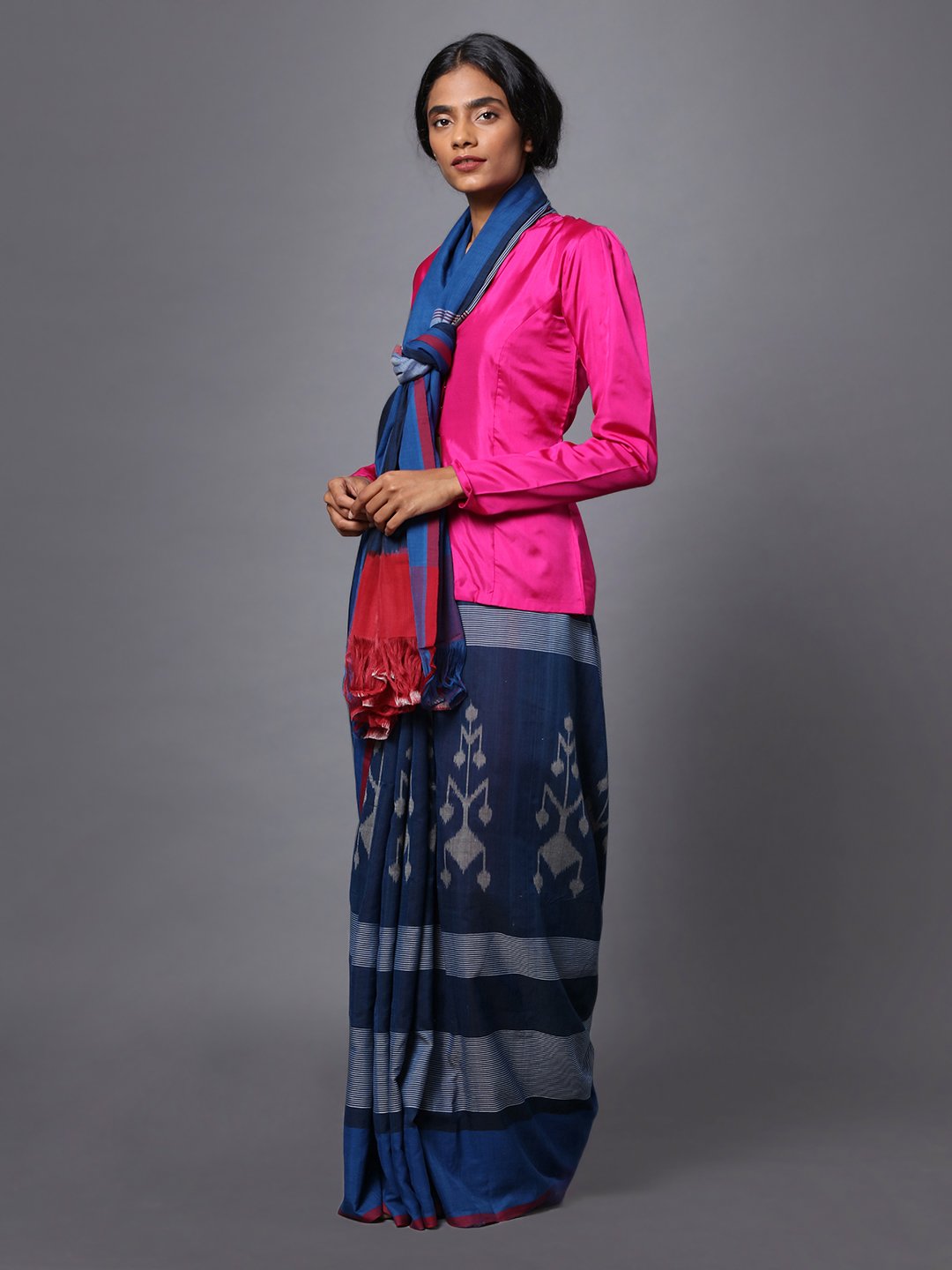 Blue ikat handloom cotton pochampally saree