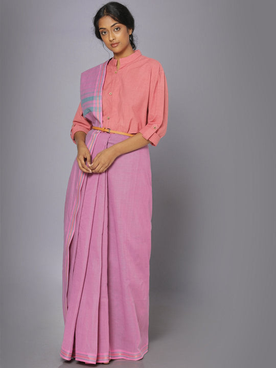 Taffy pink mangalgiri cotton saree