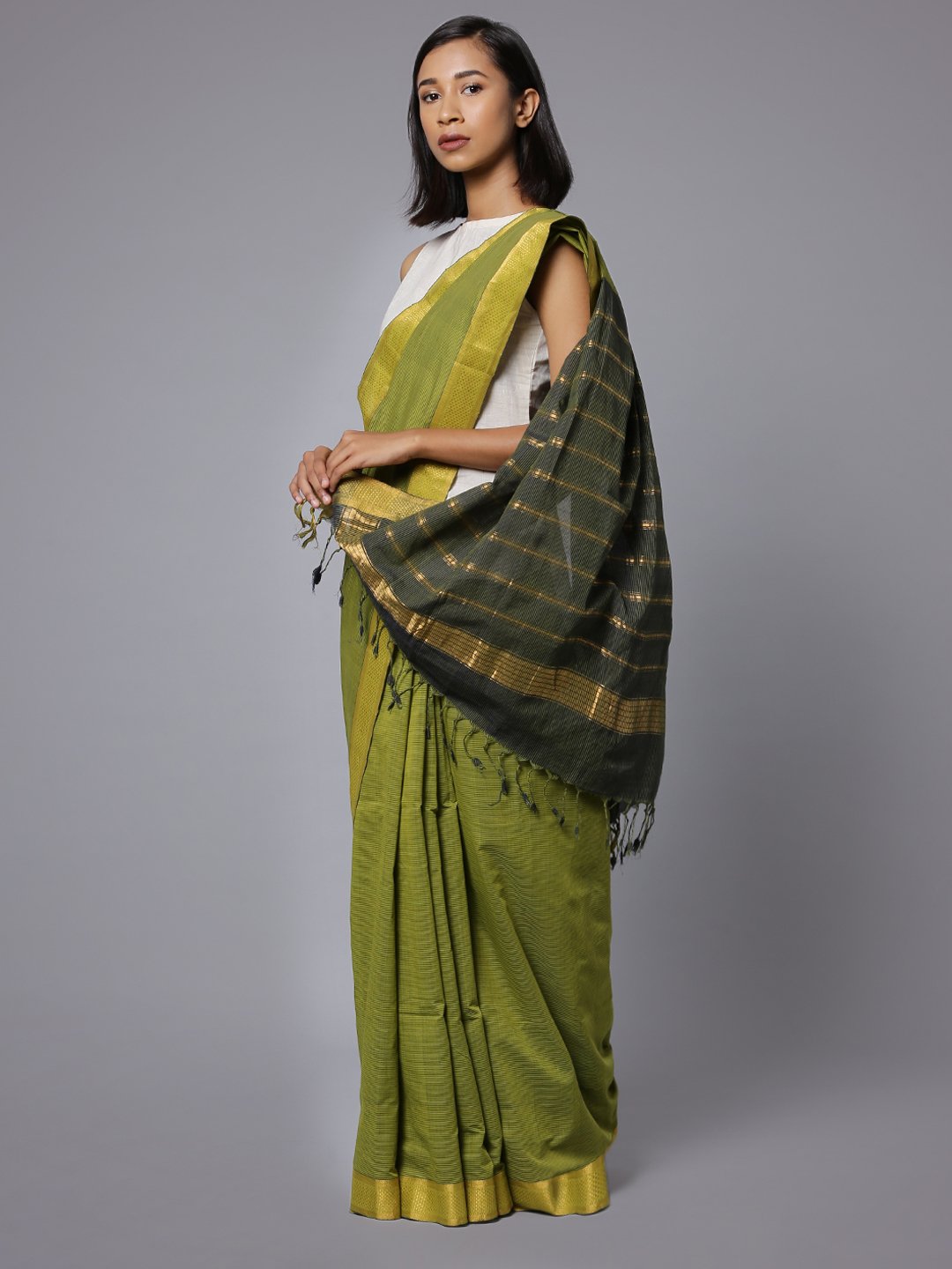 Green mangalagiri handloom cotton saree