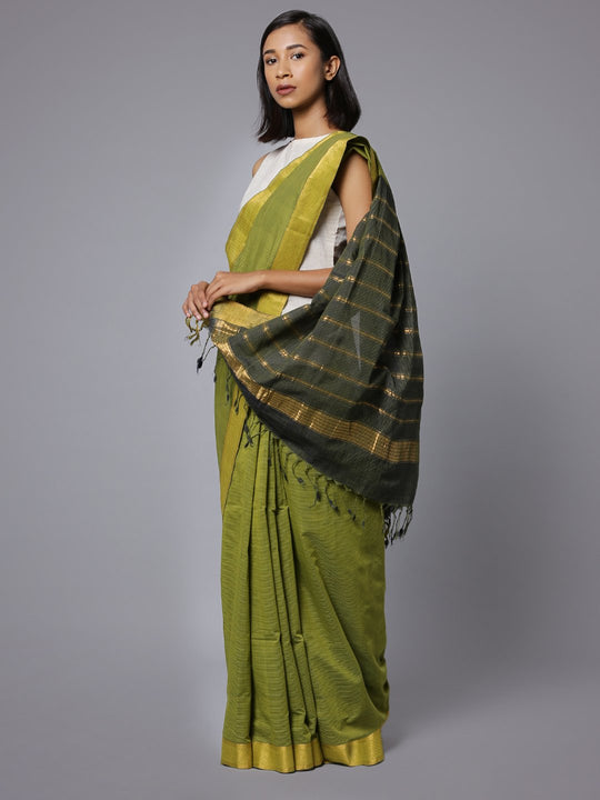 Green mangalagiri handloom cotton saree