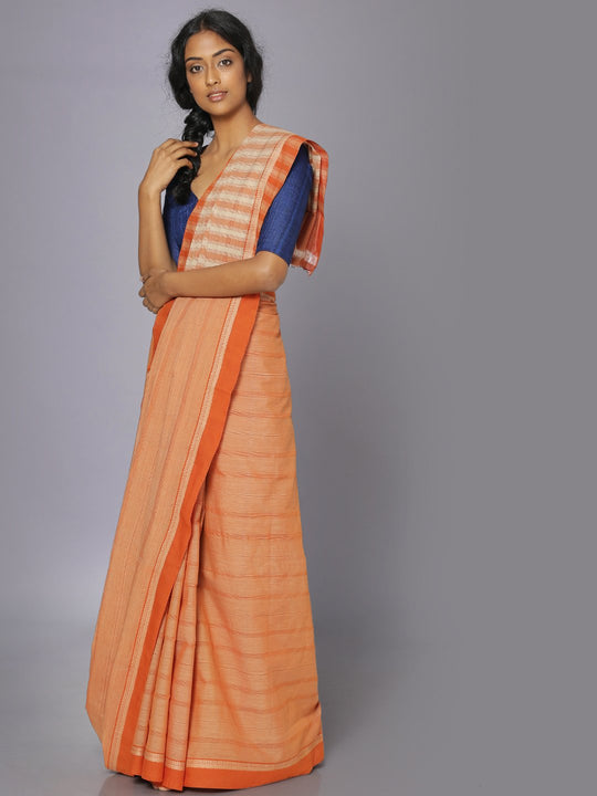 Orange mangalgiri cotton saree