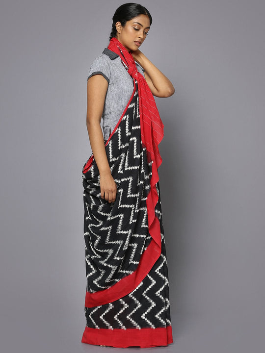 Zig zag double ikat cotton saree