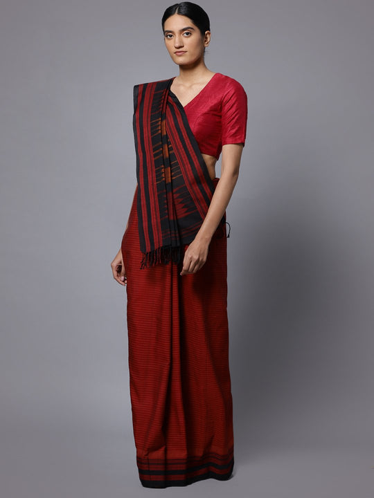 Maroon ilkal handloom cotton saree