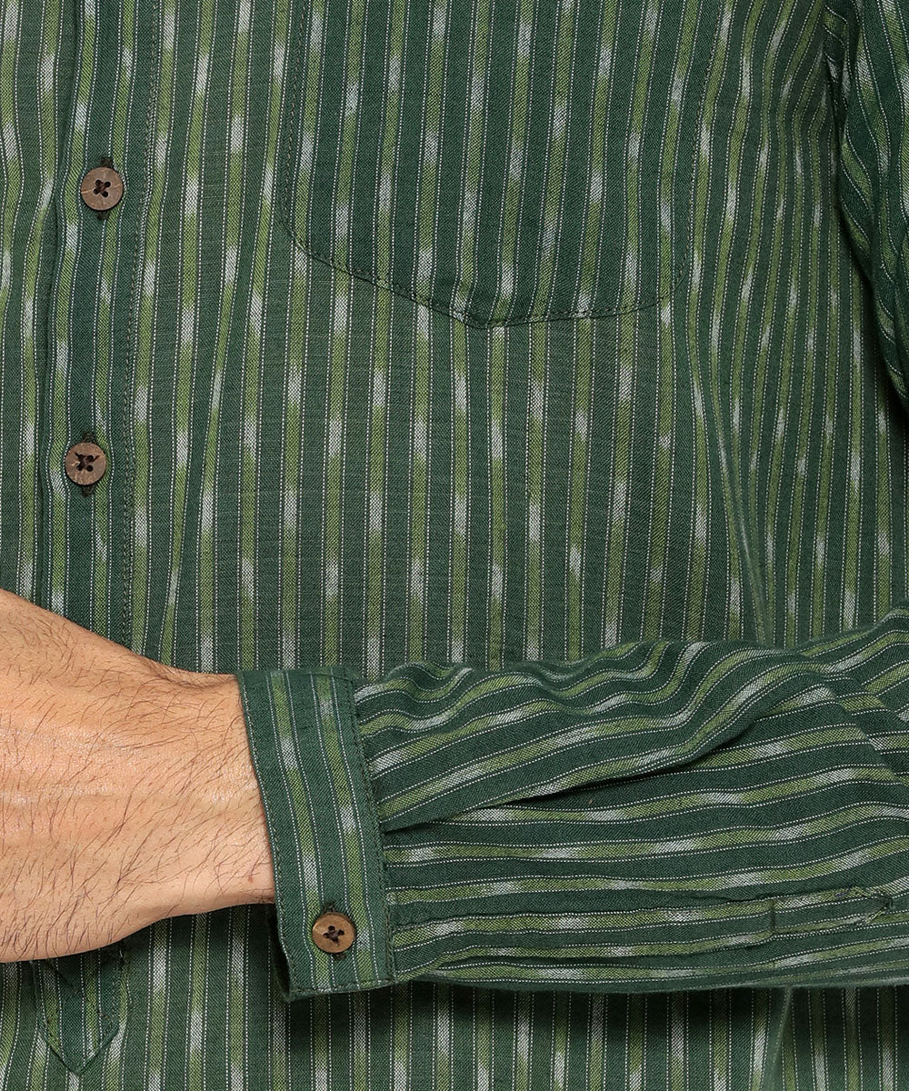 Moss green high low ikat kurta