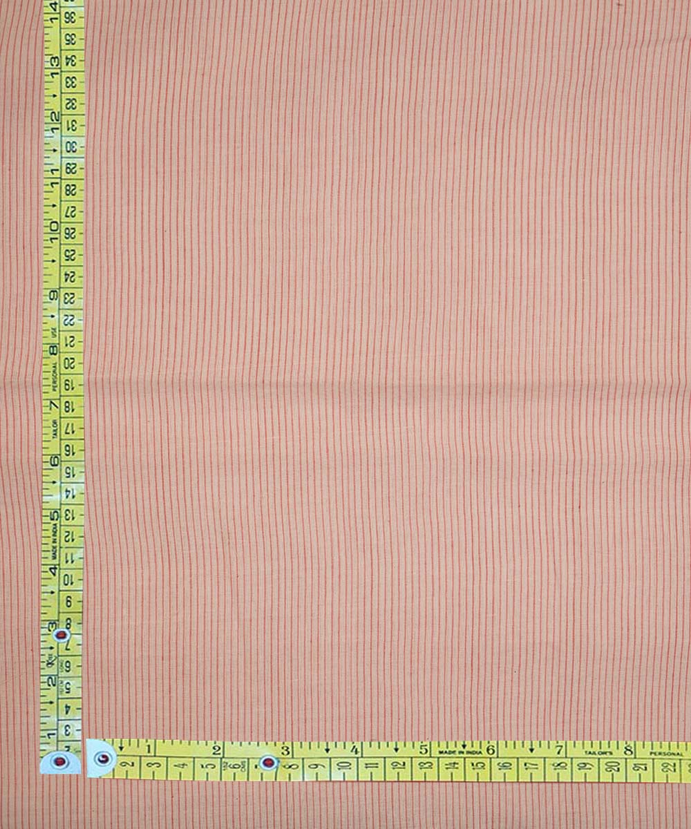 White pink stripes handspun handwoven bengal cotton fabric