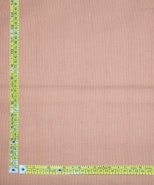 White pink stripes handspun handwoven bengal cotton fabric
