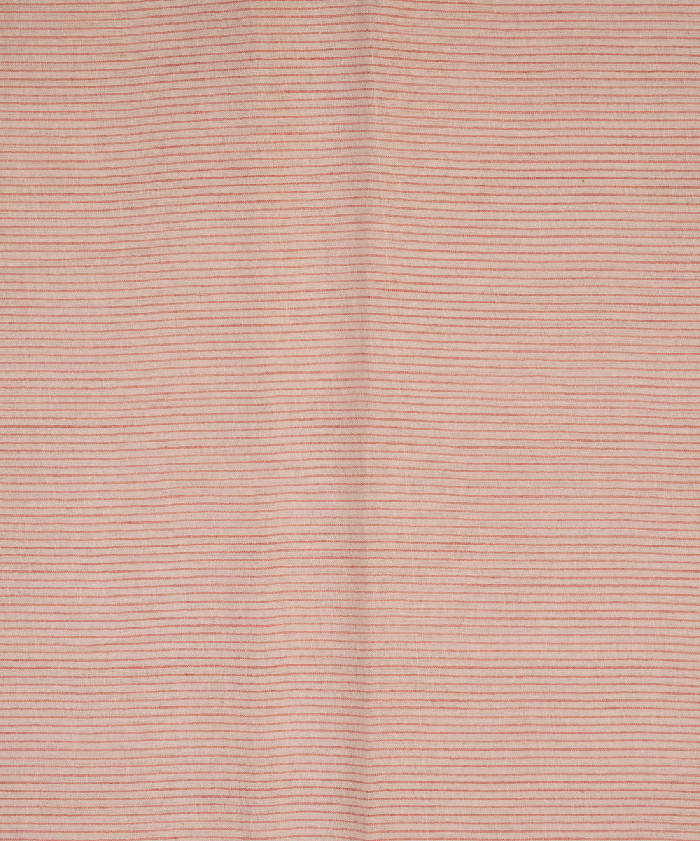 White pink stripes handspun handwoven bengal cotton fabric