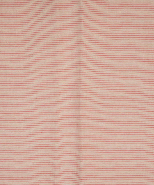 White pink stripes handspun handwoven bengal cotton fabric