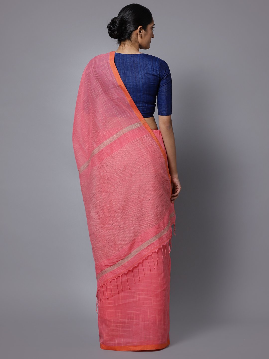 Pink soft cotton bengal handloom saree
