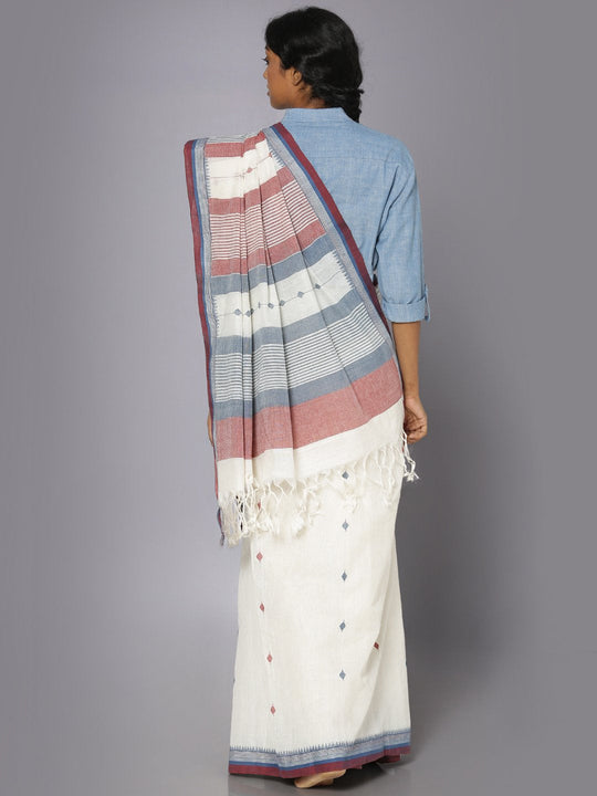 White jamdani cotton saree