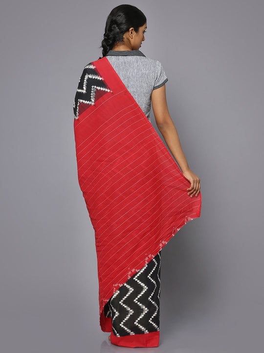 Zig zag double ikat cotton saree