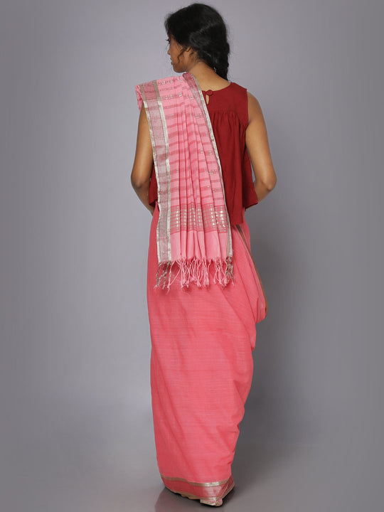 Pink mangalgiri cotton saree