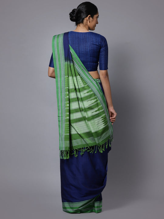 Navy blue ilkal handloom cotton saree